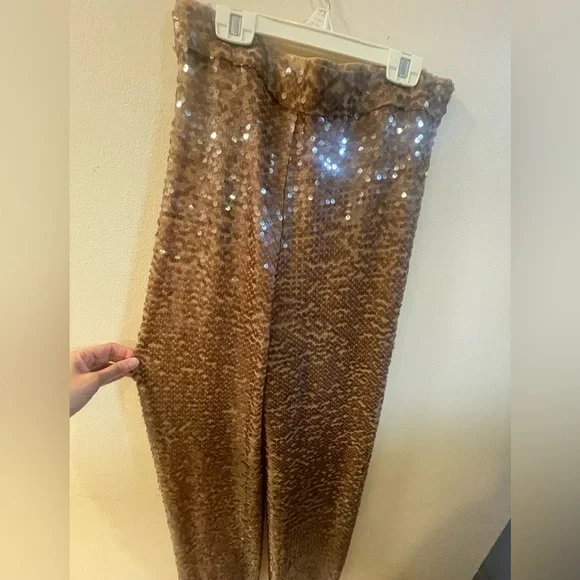 Zara Brown Sequin Pants - Picture 5 of 10
